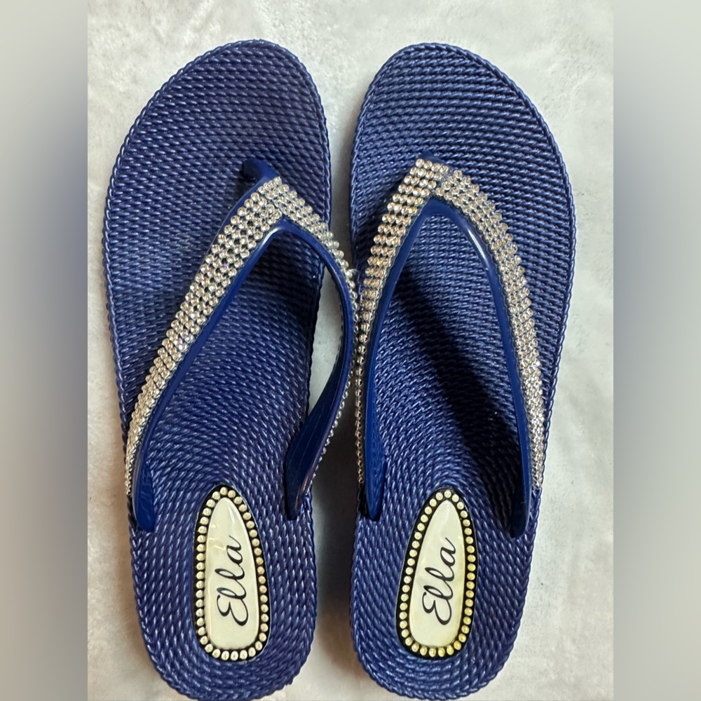 Ella Navy Rhinestone Sandals